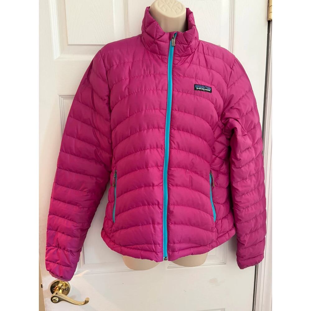 Patagonia Down Sweater Puffer Jacket Womens M Pink Goose Down Packable Coat - Picture 2 of 8